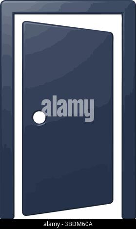 Simbolo porta aperta: Silhouette nera minimalista con ombra Illustrazione Vettoriale