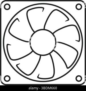 Illustrazione grafica della linea della ventola di raffreddamento del computer Illustrazione Vettoriale