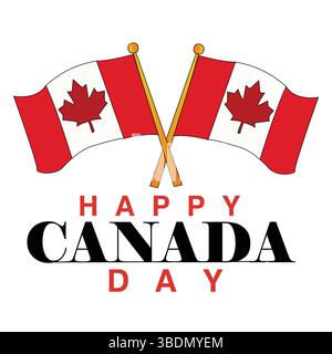 Canada Independence Day 1 luglio illustrazione vettoriale bandiera bianca e rossa Illustrazione Vettoriale