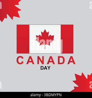 La bandiera del 1° luglio del Canada Independence Day è un'illustrazione vettoriale bianca e rossa Illustrazione Vettoriale