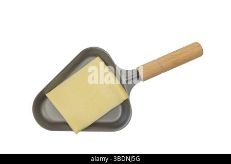 Formaggio di raclette in padelle tradizionali Foto Stock