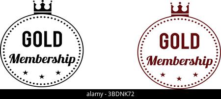 Icona di iscrizione oro simbolo etichetta distintivo Logo timbro timbro per VIP Club e accesso Premium Illustrazione Vettoriale