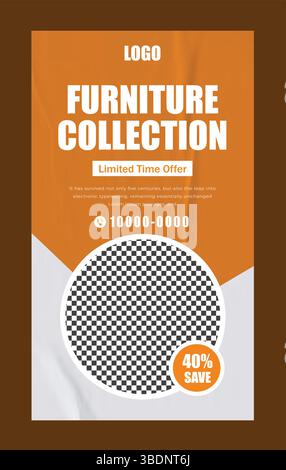 Modello di design della storia instagram e facebook per la vendita di mobili Illustrazione Vettoriale
