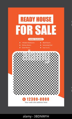Vendita di case immobiliari instagram story design Illustrazione Vettoriale