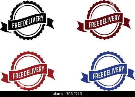Icona di consegna gratuita Logo Logo Logo Logo timbro cartello per e-commerce e promozione spedizioni online Illustrazione Vettoriale