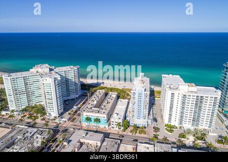 Miami Beach, Florida, North Beach, fronte oceano Atlantico, grattacieli condomini hotel, Collins Avenue 7000 isolati, Burleigh House Foto Stock