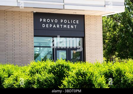Provo, UT, Stati Uniti d'America – 24 maggio 2024: Il Dipartimento di polizia di Provo fornisce servizi di polizia, pubblica sicurezza e emergenza alla comunità locale. Foto Stock