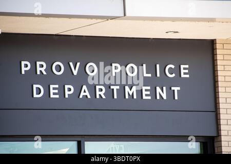 Provo, UT, Stati Uniti d'America – 24 maggio 2024: Il Dipartimento di polizia di Provo fornisce servizi di polizia, pubblica sicurezza e emergenza alla comunità locale. Foto Stock