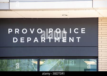 Provo, UT, Stati Uniti d'America – 24 maggio 2024: Il Dipartimento di polizia di Provo fornisce servizi di polizia, pubblica sicurezza e emergenza alla comunità locale. Foto Stock