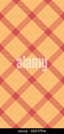 Tessuto vettoriale senza cuciture, tessuto con motivo vuoto, tartan. Graffiare lo sfondo controlla la texture a quadri nella tavolozza dei colori arancione e rosso. Illustrazione Vettoriale