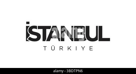 Istanbul in the Turkey emblema per stampa e web. Il design presenta uno stile geometrico, un'illustrazione vettoriale con caratteri tipografici in grassetto in caratteri moderni. Slo. Grafico Illustrazione Vettoriale