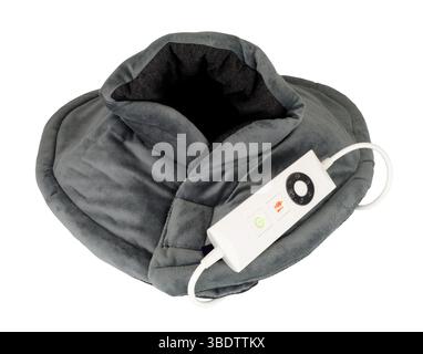 Cuscinetto termoterapico con avvolgimento elettrico riscaldato per collo e rivestimento in tessuto vellutato per alleviare il dolore Foto Stock