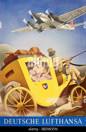 Deutsche Lufthansa di Max Ullmann (date sconosciute). Poster pubblicato nel 1935 in Germania. Foto Stock