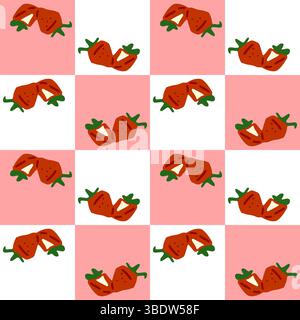 Design con motivo senza cuciture alla fragola al cioccolato Illustrazione Vettoriale