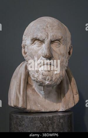 Londra, Inghilterra - 21 aprile 2025: Marble Portrait (Bust) of Chrysippus, British Museum Foto Stock