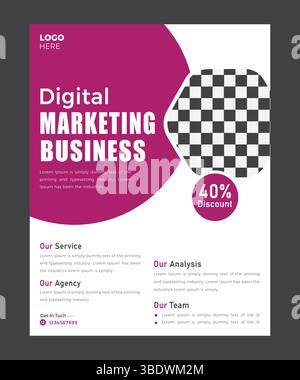 Design del volantino dell'agenzia di marketing digitale Illustrazione Vettoriale