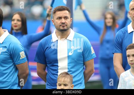 San Pietroburgo, Russia. 25 maggio 2025. Viktor Fayzulin (20) Zenit San Pietroburgo, è stato visto durante il Legends Match in onore del 100 ° anniversario di Zenit, dove si sono incontrati Zenit San Pietroburgo e Zenit Leningrado. Punteggio finale: Zenit San Pietroburgo 3:1 Zenit Leningrado. (Foto di Maksim Konstantinov/SOPA Images/Sipa USA) credito: SIPA USA/Alamy Live News Foto Stock