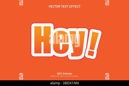 Ehi, effetto testo modificabile cartoni animati Illustrazione Vettoriale