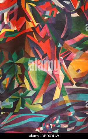 Vivace grafica astratta con forme geometriche e motivi di colore grassetto. Chichester, Regno Unito Foto Stock