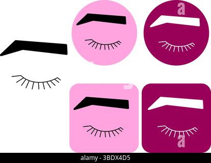 Logotipo del segno dell'icona a forma di occhio. Illustrazione della linea grafica vettoriale. Trucco artistico cosmetico bianco e nero. Striscioni, poster, carta da imballaggio, adesivo, stampa, moderno Illustrazione Vettoriale