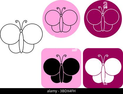 logotipo farfalla. Illustrazione della linea grafica vettoriale. Illustrazione in bianco e nero per salone di bellezza, negozio di cosmetici e trucco. consistenza per la cameriera Illustrazione Vettoriale