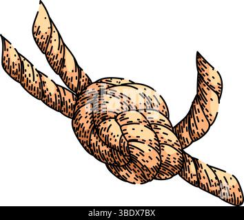 nodo a fune quadrata disegnare il vettore disegnato a mano Illustrazione Vettoriale