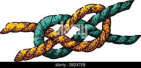 disegno vettoriale disegnato a mano del nodo della corda di scolo Illustrazione Vettoriale