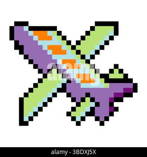 Aeroplano in stile pixel art Illustrazione Vettoriale