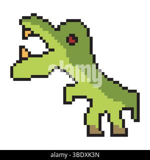 Carino personaggio dinosauri pixel art Illustrazione Vettoriale
