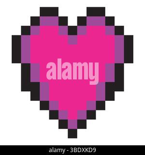 Cuore con design pixel art Illustrazione Vettoriale