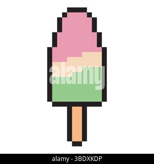Gelato con pixel art Illustrazione Vettoriale