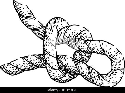 nodo della fune di attacco disegnare il vettore disegnato a mano Illustrazione Vettoriale