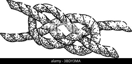 disegno vettoriale disegnato a mano del nodo della corda di scolo Illustrazione Vettoriale