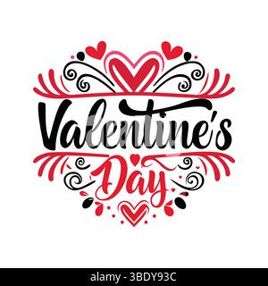 San Valentino, grafica vettoriale, distintivo ed elementi decorativi della collezione a tema d'amore Illustrazione Vettoriale