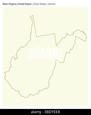 Virginia Occidentale, Stati Uniti. Semplice mappa vettoriale. Stato forma. Stile contorno. Confine della Virginia Occidentale. Illustrazione vettoriale. Illustrazione Vettoriale