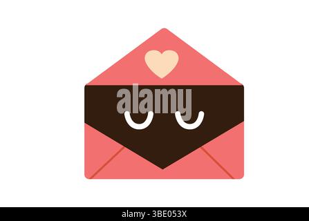 Adorabile e simpatica illustrazione a busta cuore pensata per temi romantici e affettuosi Illustrazione Vettoriale