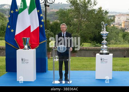 Roma, Italia MAGGIO 26 2025: Gaetano Manfredi, sindaco di Napoli, all'evento stampa per la 38° Coppa America di Napoli Foto Stock