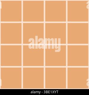 Motivo a scacchi senza cuciture con sottili linee beige su sfondo color zucca. Illustrazione raster con acquerello. Texture leggera e delicata, perfetta per Foto Stock