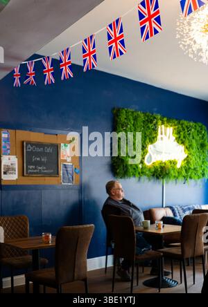 L'Union Jack si trova all'interno di un bar a Scarborough Foto Stock