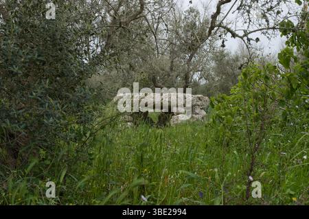 Dolmen li Scusi a Minervino, Lecce, Italia Foto Stock