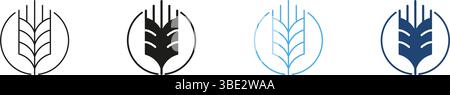Set di icone linea grano e silhouette. Prodotti agricoli e concetto di cibo sano. Grano e agricoltura per nutrizione e dieta sana. Tratto modificabile Illustrazione Vettoriale