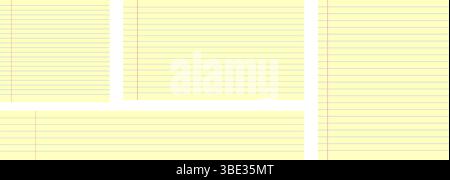 Set di carta giallo Legal con fogli di blocco note con linee rigate, ideale per appunti, scuola o ufficio. Layout semplice e pulito per sala operatoria digitale Illustrazione Vettoriale