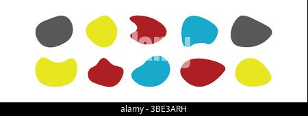 Collezione di set vettoriali Blob colorati. Forme astratte, elementi di design fluidi, grafica moderna. Illustrazione Vettoriale