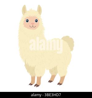 Lama in stile piatto. Illustrazione vettoriale di un animale domestico Illustrazione Vettoriale