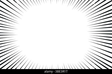 Materiale di sfondo delle linee effetto Manga concentrato per la progettazione grafica e fumetti. Illustrazione vettoriale. Illustrazione Vettoriale