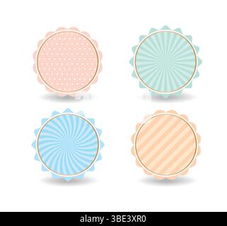Set di etichette colorate. Badge e adesivi vintage rotondi. Illustrazione vettoriale Illustrazione Vettoriale