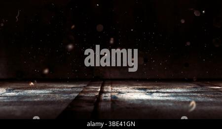 Sfondo in cemento per pareti e pavimenti illuminato da faretti. Sfondo a parete e pavimento. Foto Stock