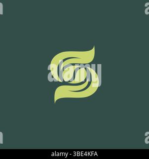 Design con logo organico Letter S Leaf Illustrazione Vettoriale