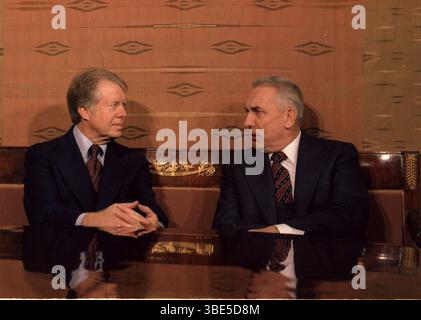 Jimmy Carter e Edward Gierek Primo Segretario della Polonia Foto Stock