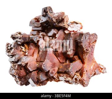 primo piano del campione di pietra naturale proveniente dalla raccolta geologica - minerale di vanadinite cristallina grezza isolato su sfondo bianco Foto Stock